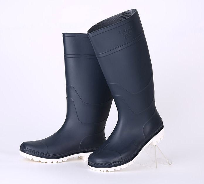 Navy blue white sole cheap rain boots for men