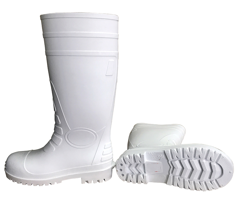 Food industry white steel toe pvc rain boots