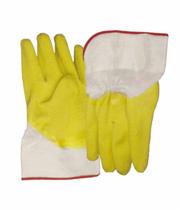 3211 anti slip yellow latex gloves with canvas cuff
