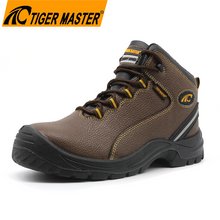 Brown Leather Anti Slip Pu Sole Prevent Puncture Steel Toe Shoes Safety for Men