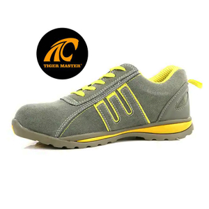Grey Suede Leather Rubber Sole Steel Toe Safety Shoes Women