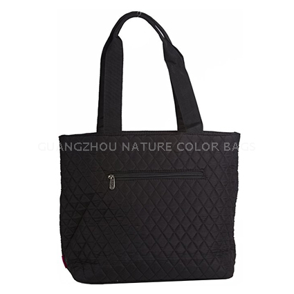 QB-005 Black quilted diaper mommy tote bag