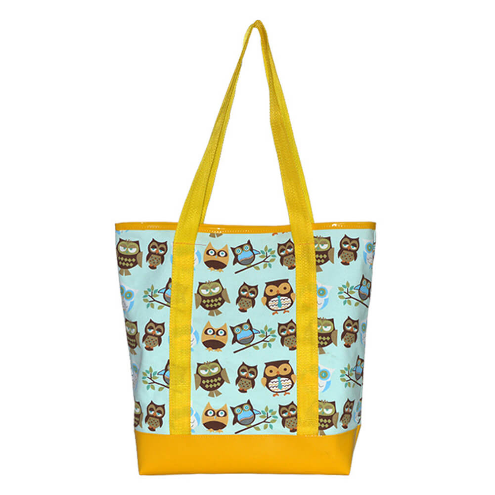 Yellow Owl polyester shopping bag