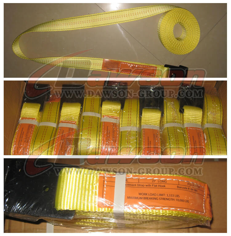2' Custom Winch Strap with Flat Hooks, Winch Strap China Manufacturer