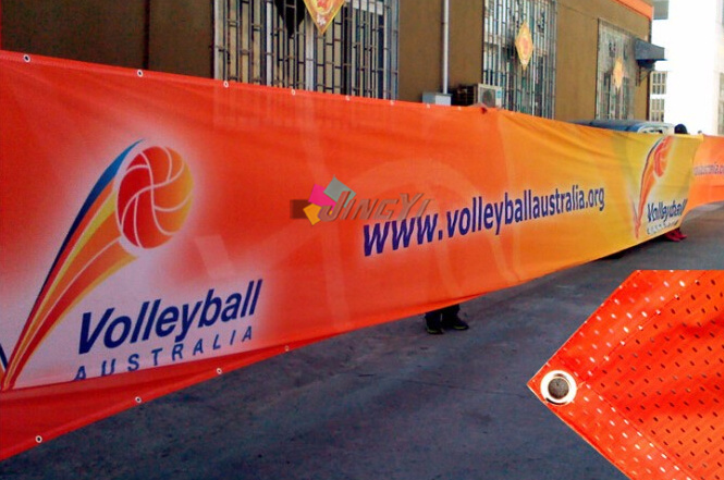 Outdoor Large Size Dye Sublimation Polyester Fabric Mesh Banner With Grommets Eyelets