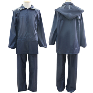 2 pieces polyester PVC coating waterproof men raincoats