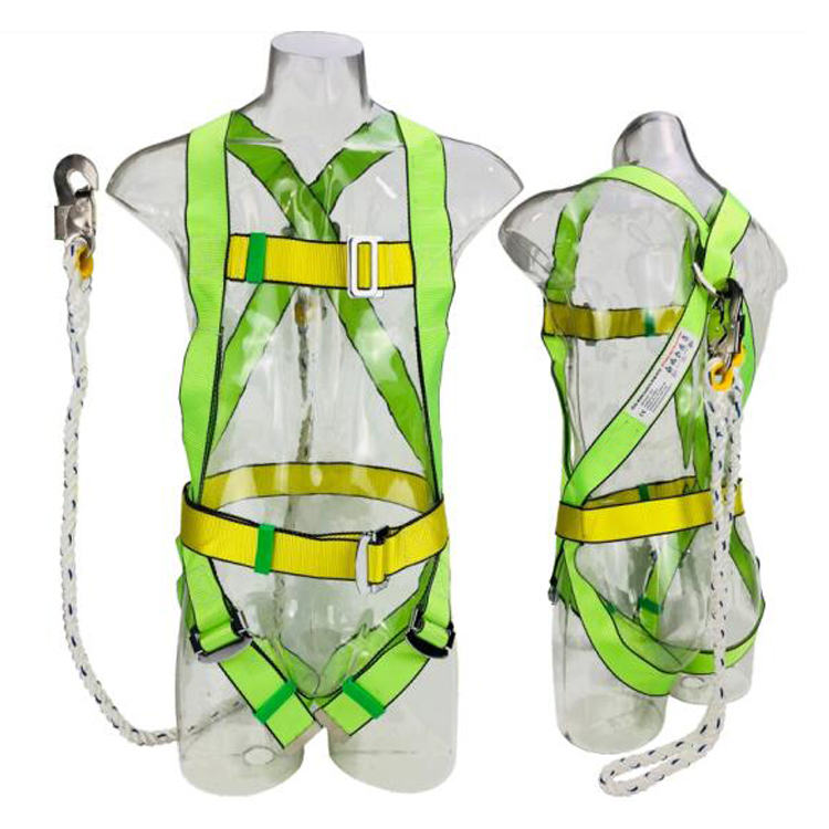 Custom Polyester Webbing Anti-falling Dorsal D Ring Full Body Safety Harness with Safety Lanyard 
