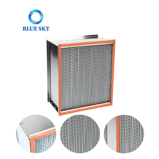 Filtro de aire de tablilla separador resistente a altas temperaturas con marco de aluminio H13 H14 personalizado de alta calidad