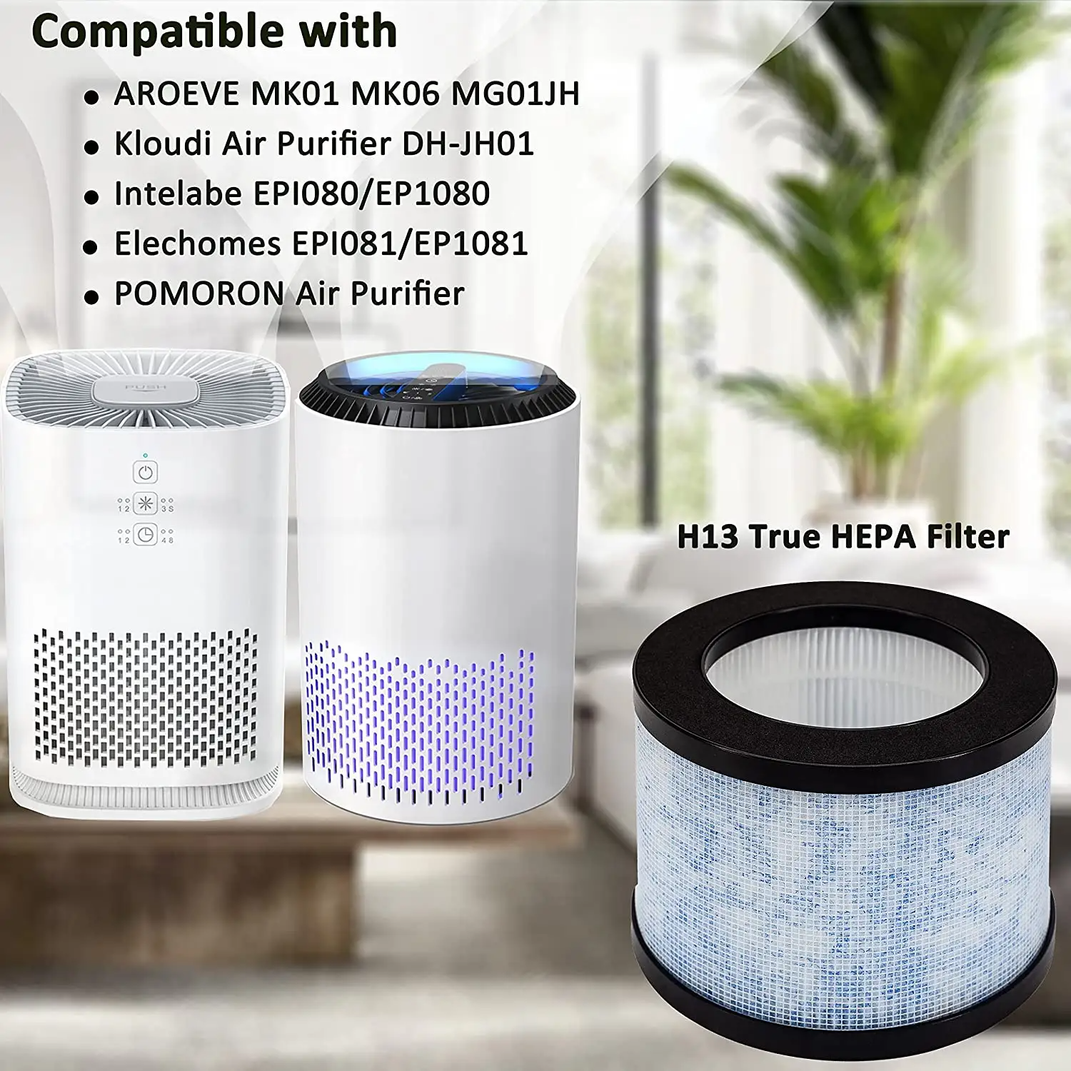 DH-JH01 H13 filtros HEPA compatibles con AROEVE MK01 MK06 MG01JH Elechomes EPI081 EP1081 Kloudi DH-JH01 POMORON piezas de purificador de aire