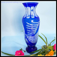 classical red and cobalt blue glass vase for home and garden