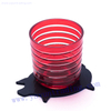 hand cut red sprayed color round bottom glass candle jar