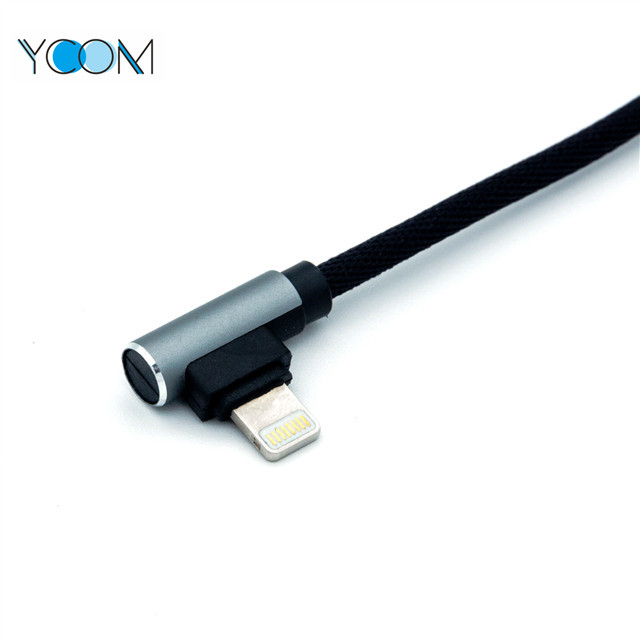 Cable de cargador USB Lightning de 90 grados para iPhone