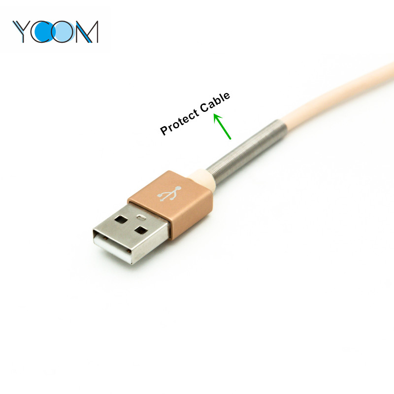 USB Metal Spring Lightning Cable for iPhone