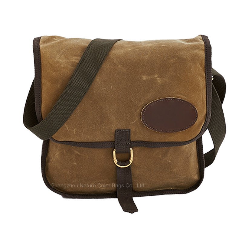Mens Leisure Simple Waxed Canvas Messenger Mail Bag