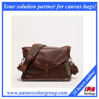 Waxed Canvas Vintage Camera Bag with Leather Trim