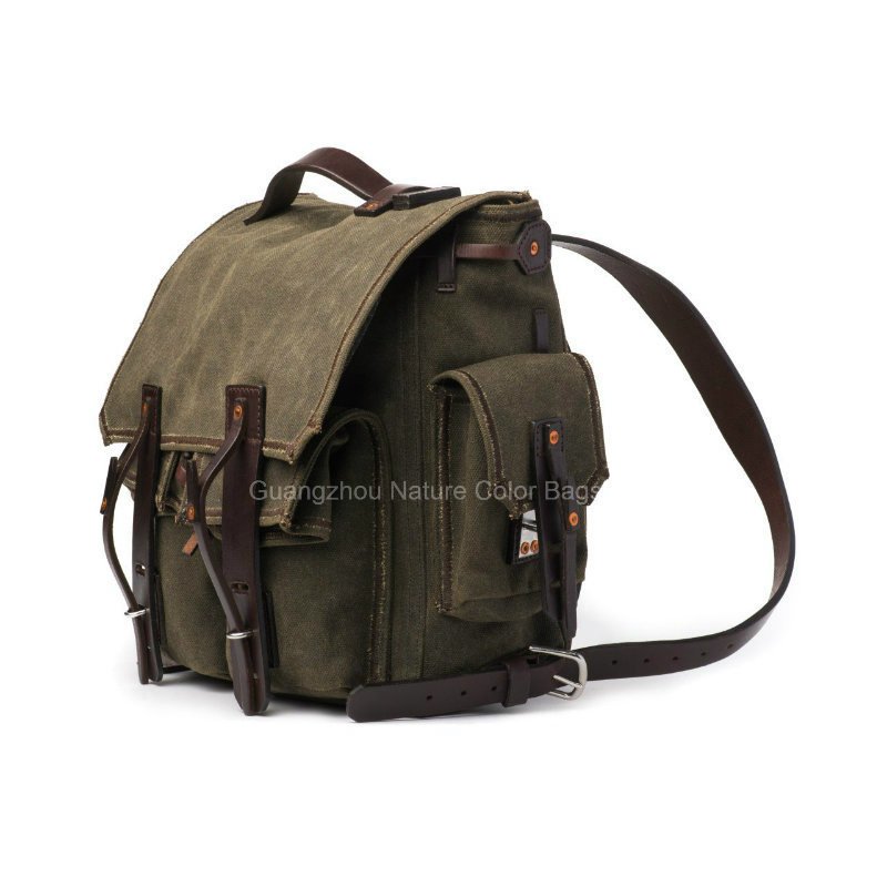 Students Leisure Fashion Waxed Canvas Backpack for Campus