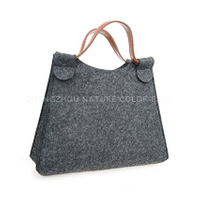 Felt Tote Bag picnic handbag for woman with faux leather