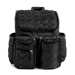 QB-009 Baby quilted Diaper Backpack with Wet Bag and Diaper Changing Pad 