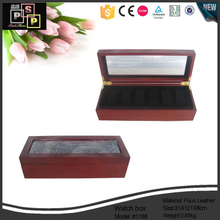 PU leather brown wood painted glass top watch box