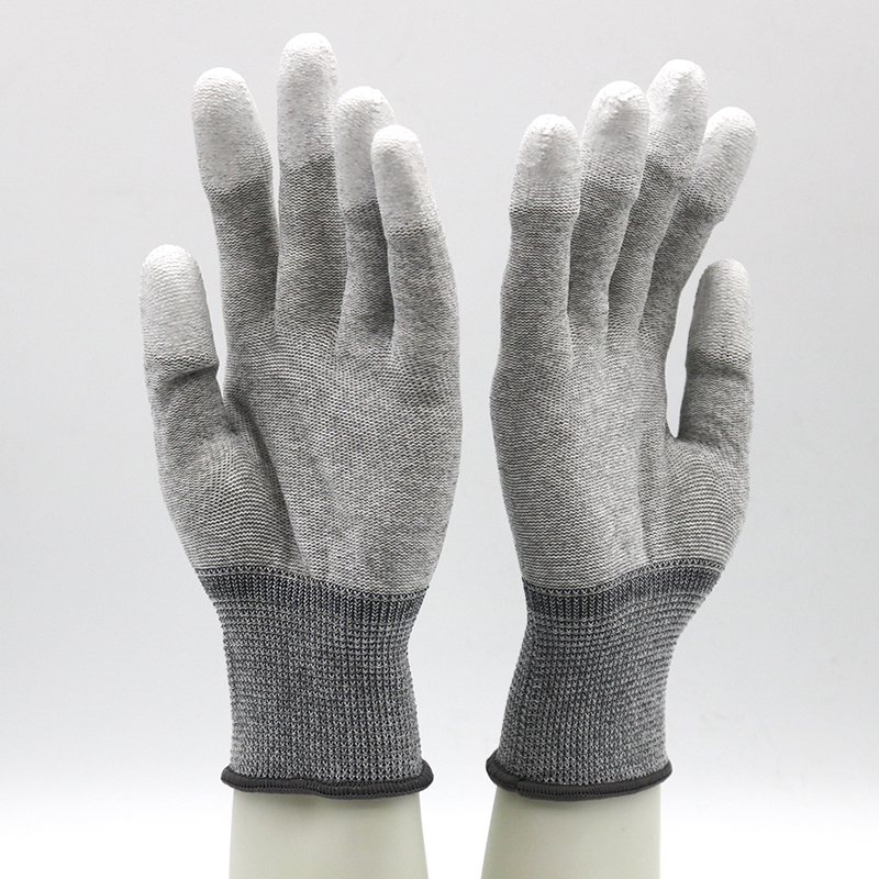  Electronics Industry Knitted Wrist ESD Carbon Fiber Top Fit Work Gloves 