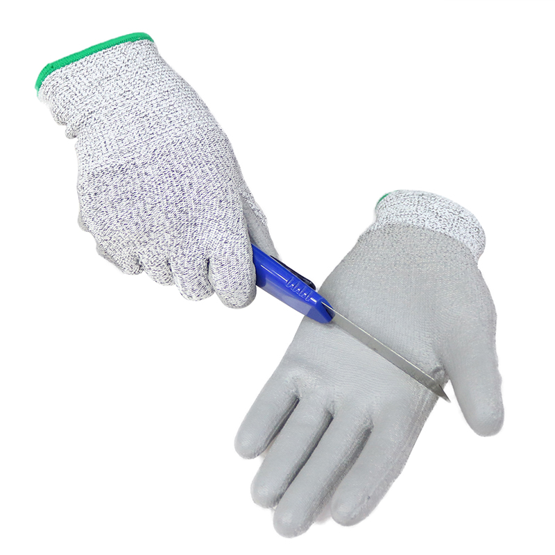 Custom CE EN 388 PU Coated Palm Anti Cut Safety Gloves