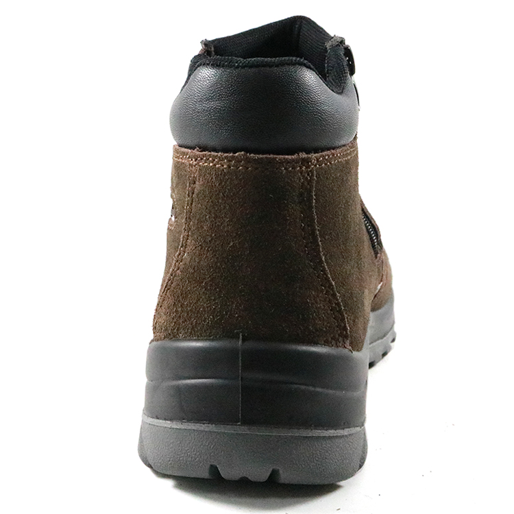 CE Approved Double-sided Zipper Suede Leather Safety Shoes without Laces