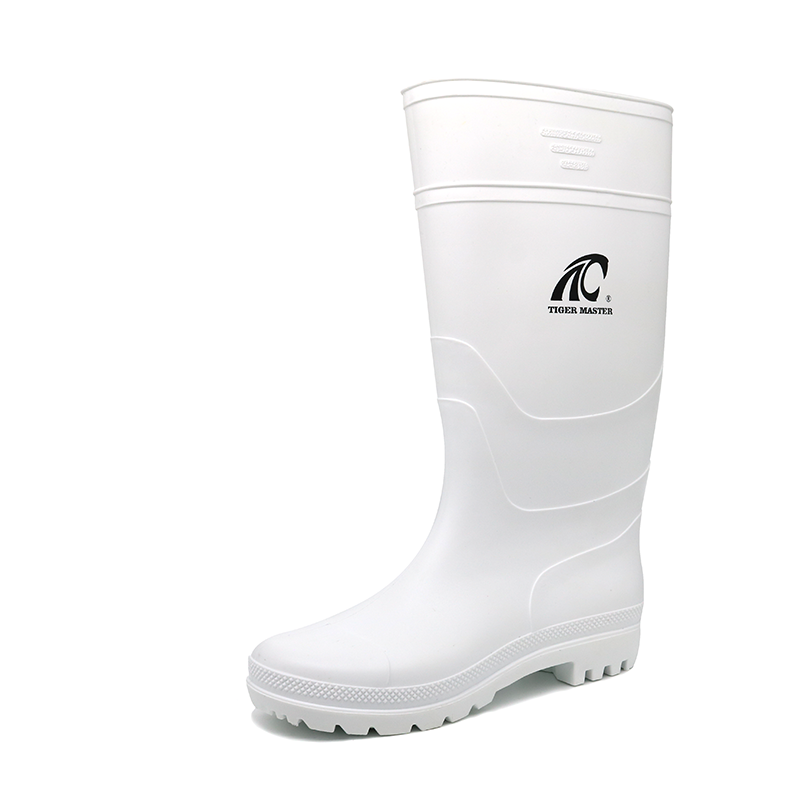 Waterproof White Non Safety Pvc Rain Boots for Food Industry