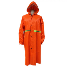 Orange Waterproof Polyester Fabric PVC Coated Long Gown Raincoat