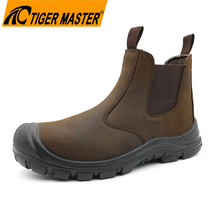 Anti Slip Pu Sole Genuine Leather Steel Toe Safety Shoes without Lace
