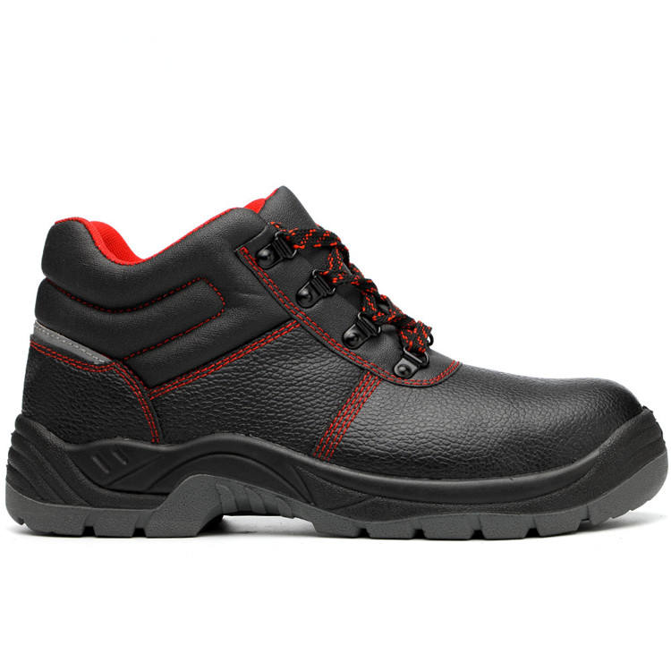 Anti Slip Black Leather Industrial Safety Boots with Steel Toe