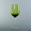 hand made set of 3 green long-stem red wine glass goblet