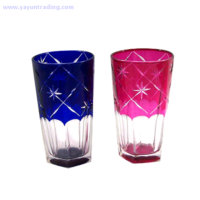 modern style mouth blown and handmade pink glass drinking cup 