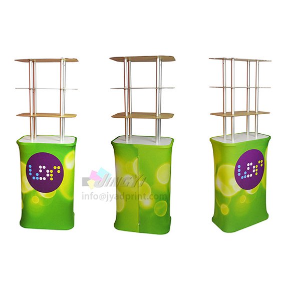 Portable Counter with Shelf, Promotion Table Aluminum Counter Tradeshow Event Exhibition Display Banner