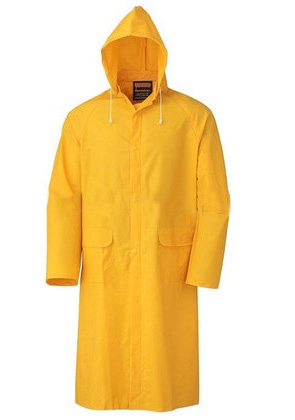 Yellow long pvc polyester pvc rain coat jacket