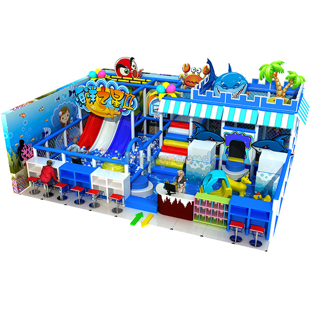 Ocean Theme Kids Soft Small Indoor Playground with Slide and Ball Pit