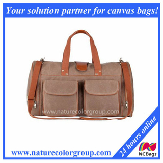 Designer Waxed Canvas and Leather Travel Carry-on Duffel Bag