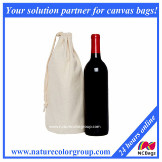 Drawstring Single Wine Bag Cotton Canvas