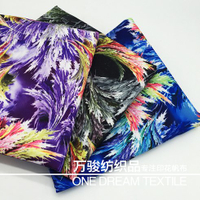 Printed Polyester Fabric with Colorful Leaves Designing