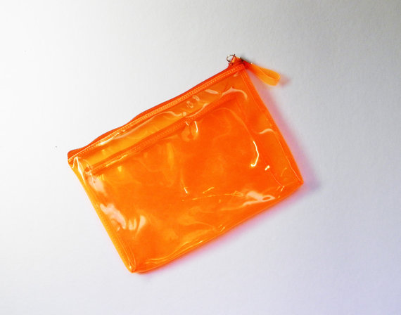 Orange Clear Bag Clear Cosmetic Bag 