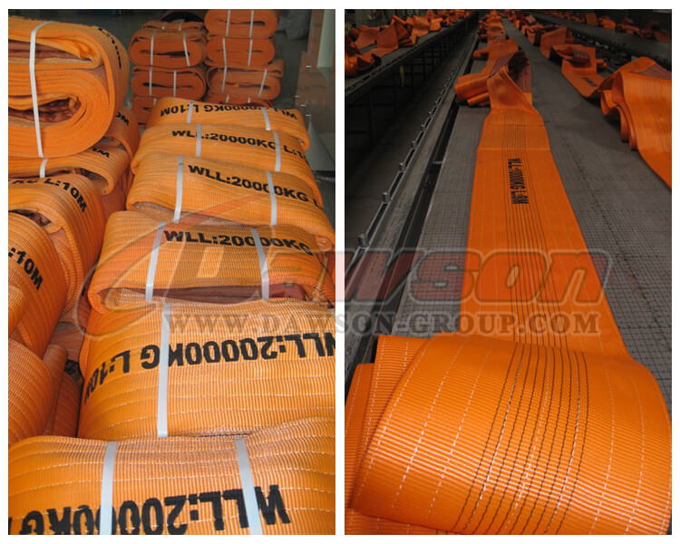 WLL 20 Ton Polyester bing Slings, 20000kg Heavy Duty Flat  Slings