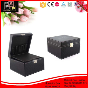 Black Carbon Fiber Leather Cigarette Smoke Box Suitcase