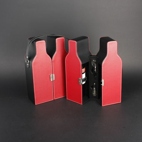 Wine Box Manufacturer White PU leather water bottle with pill box