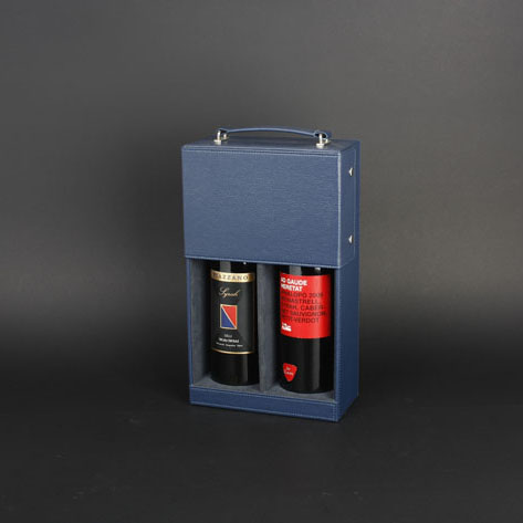 Wine Box Manufacturer Blank Window Blue Leather wine gift boxes wholesale