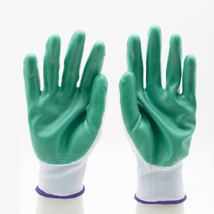 Oil chemical resistant custom logo cheap work safety gloves nitrile