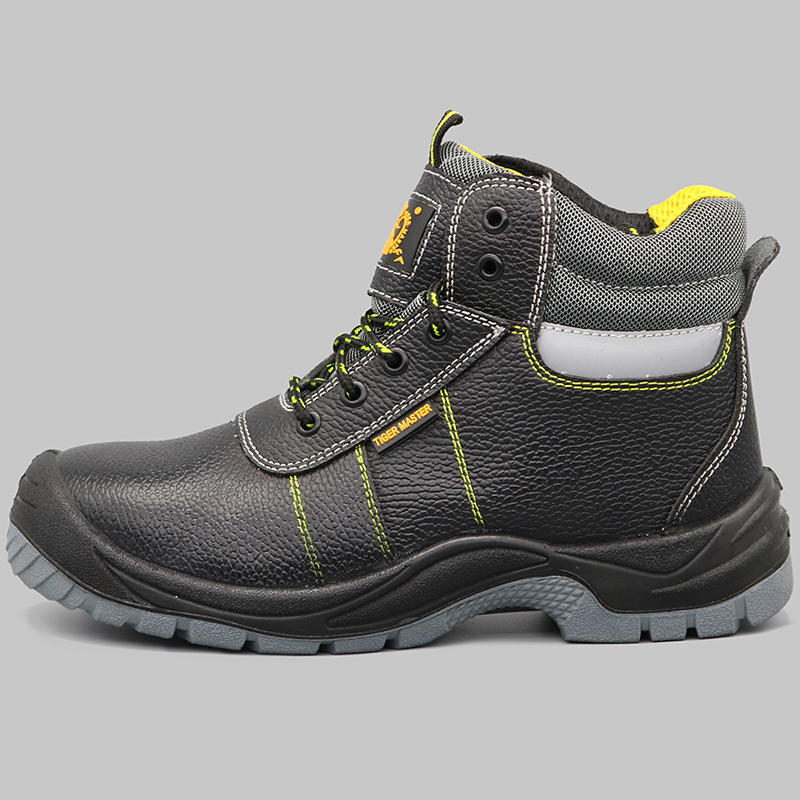 Hot Sales Black Leather Puncture Proof Safety Shoes Boots Steel Toecap