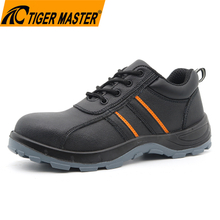Black Leather Anti Slip Men Safety Shoes with Steel Toe