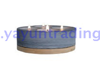 slate candle holder with bamboo tray