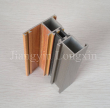 Thermal Break Aluminum casement window frame with grey powder coating and wooden print