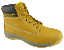 0132 yellow nubuck leather pu sole steel toe safety shoes