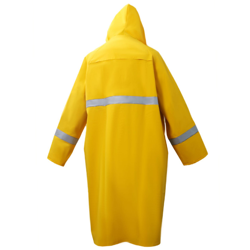One Piece Waterproof PVC Polyester Raincoat with Reflective Stripe